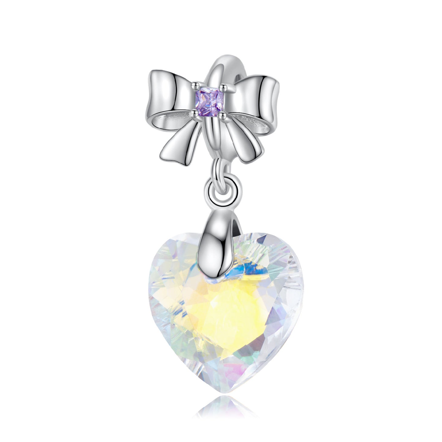 Pearl Chrome Heart Crystal Charm