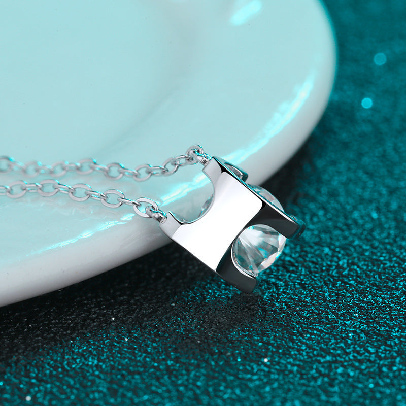 Square Silver Moissanite Necklace