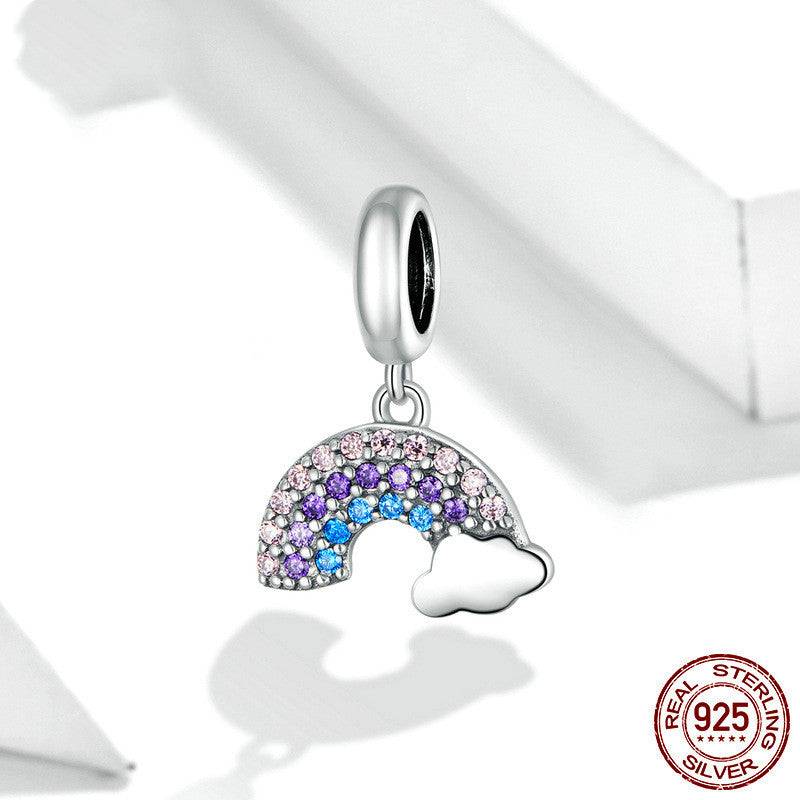 Vibrant rainbow charm with sterling silver