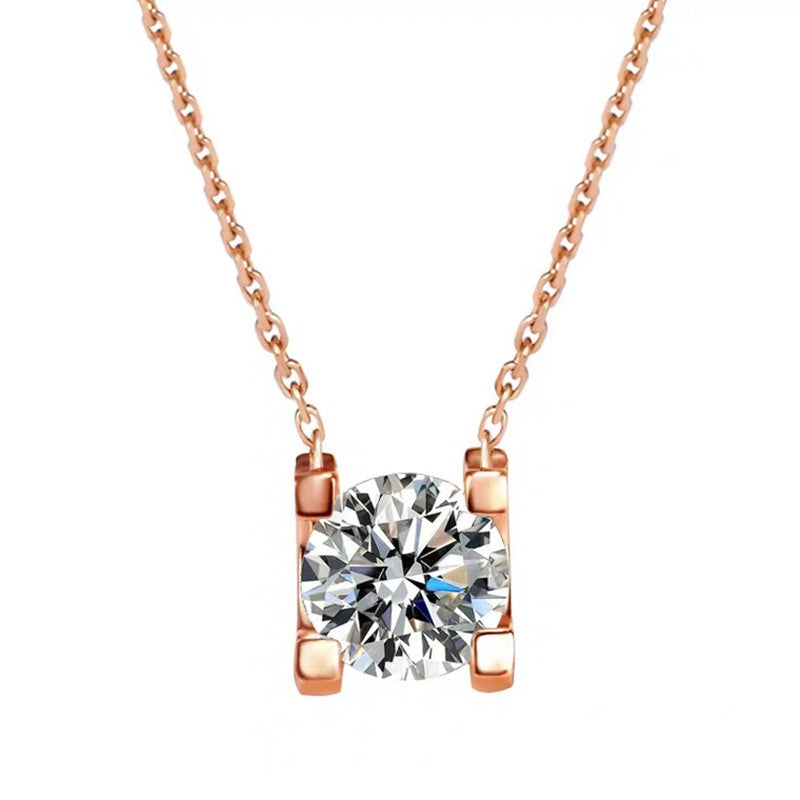 Square Silver Moissanite Necklace