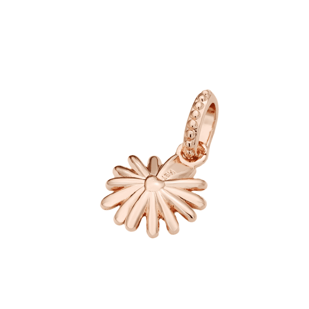 Pink Daisy Charm in rose gold finish with petal detailing, perfect for bracelets. Pink Daisy Charm - Add Floral Beauty to Your Bracelet 🌸💗
