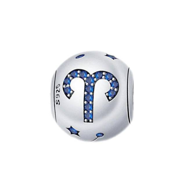 Zodiac Charms - Personalized Jewellery featuring Aries sign with blue gemstones on sterling silver. Durable charm for stylish zodiac collections.