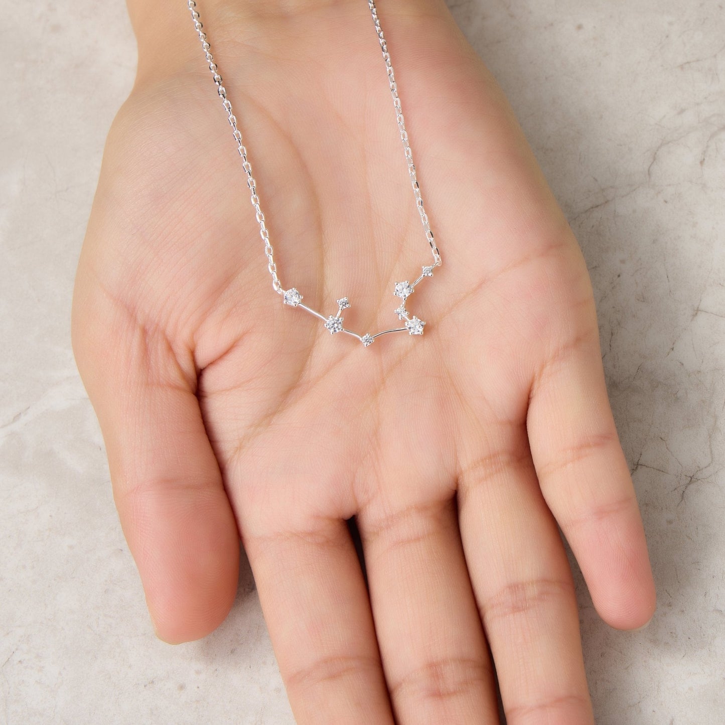 Aquarius Star Sign Zodiac Constellation Necklace and Quote Card with Zircondia® Crystals