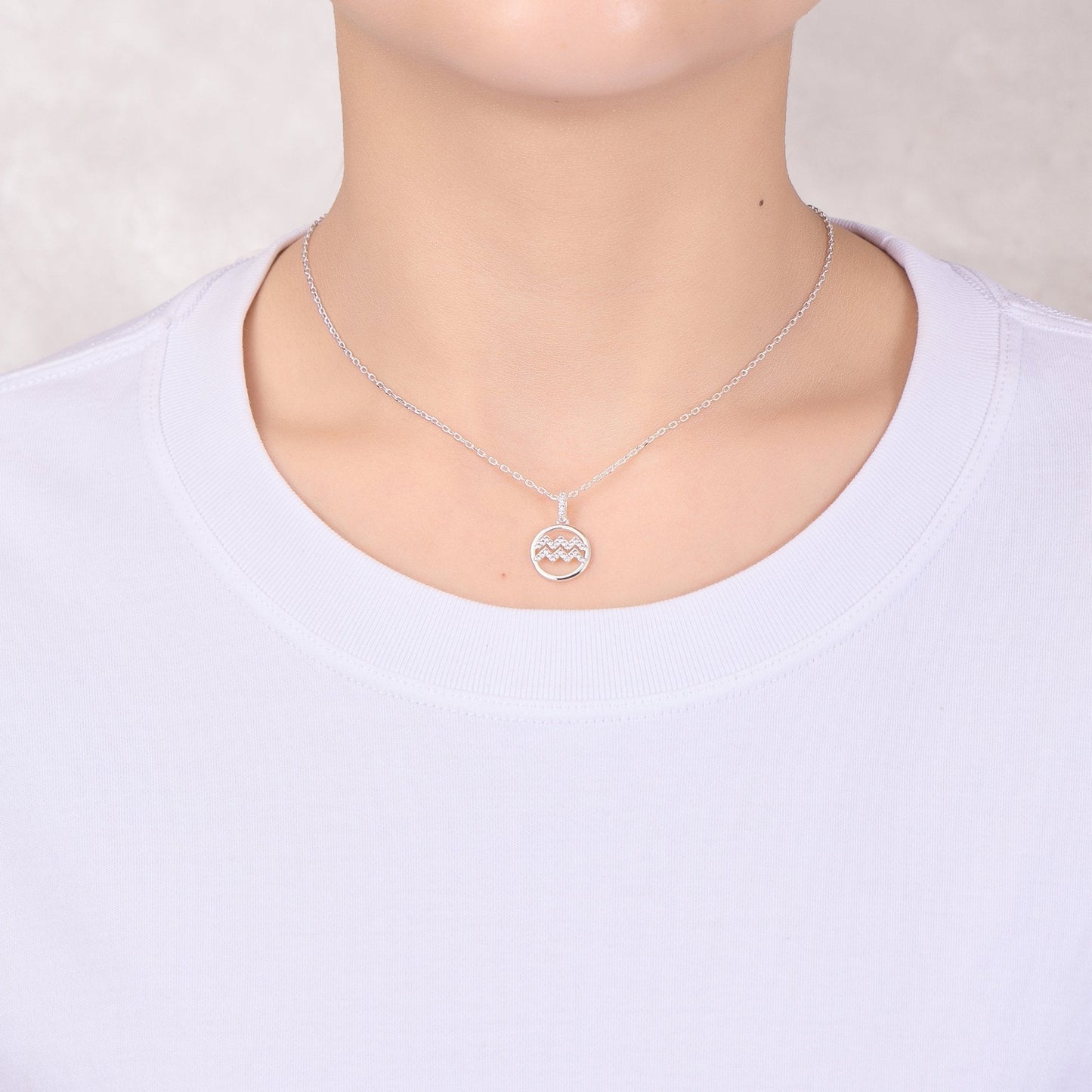 Aquarius Star Sign Zodiac Necklace and Quote Card with Zircondia® Crystals