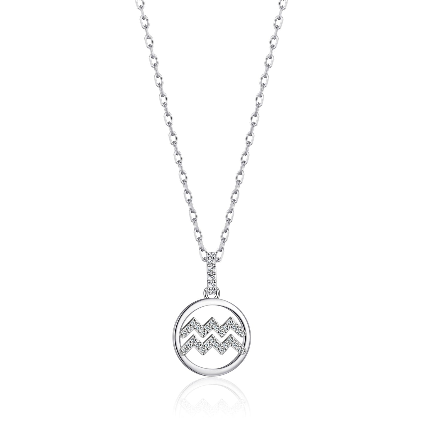 Aquarius Star Sign Zodiac Necklace and Quote Card with Zircondia® Crystals
