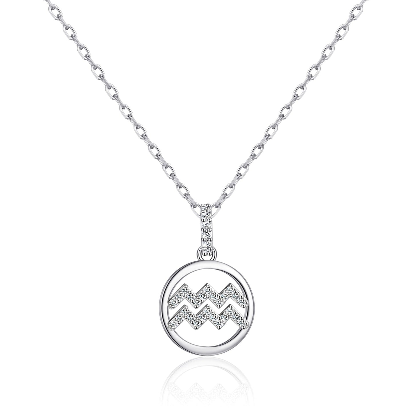 Aquarius Star Sign Zodiac Necklace and Quote Card with Zircondia® Crystals