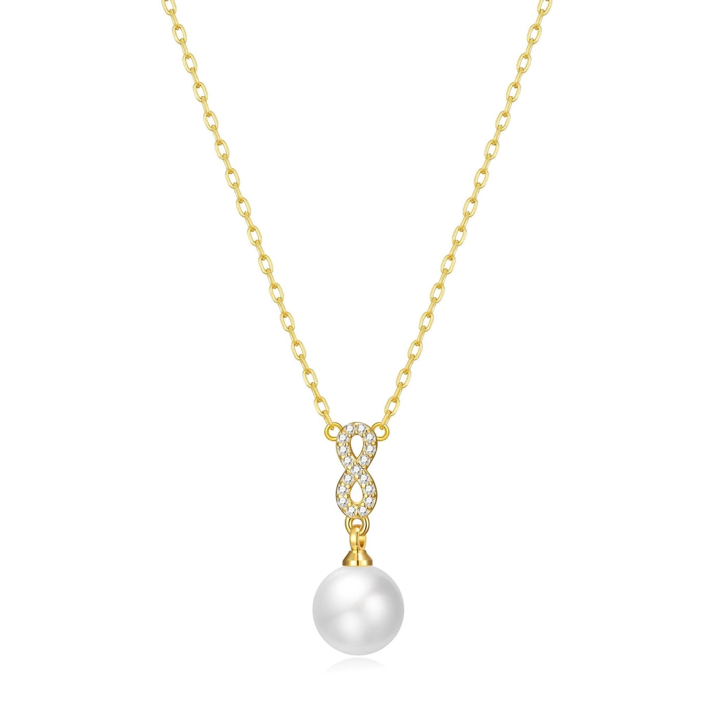 Gold Plated I Couldn't Say I Do Without You Infinity Pearl Wedding Drop Necklace with Zircondia® Crystals
