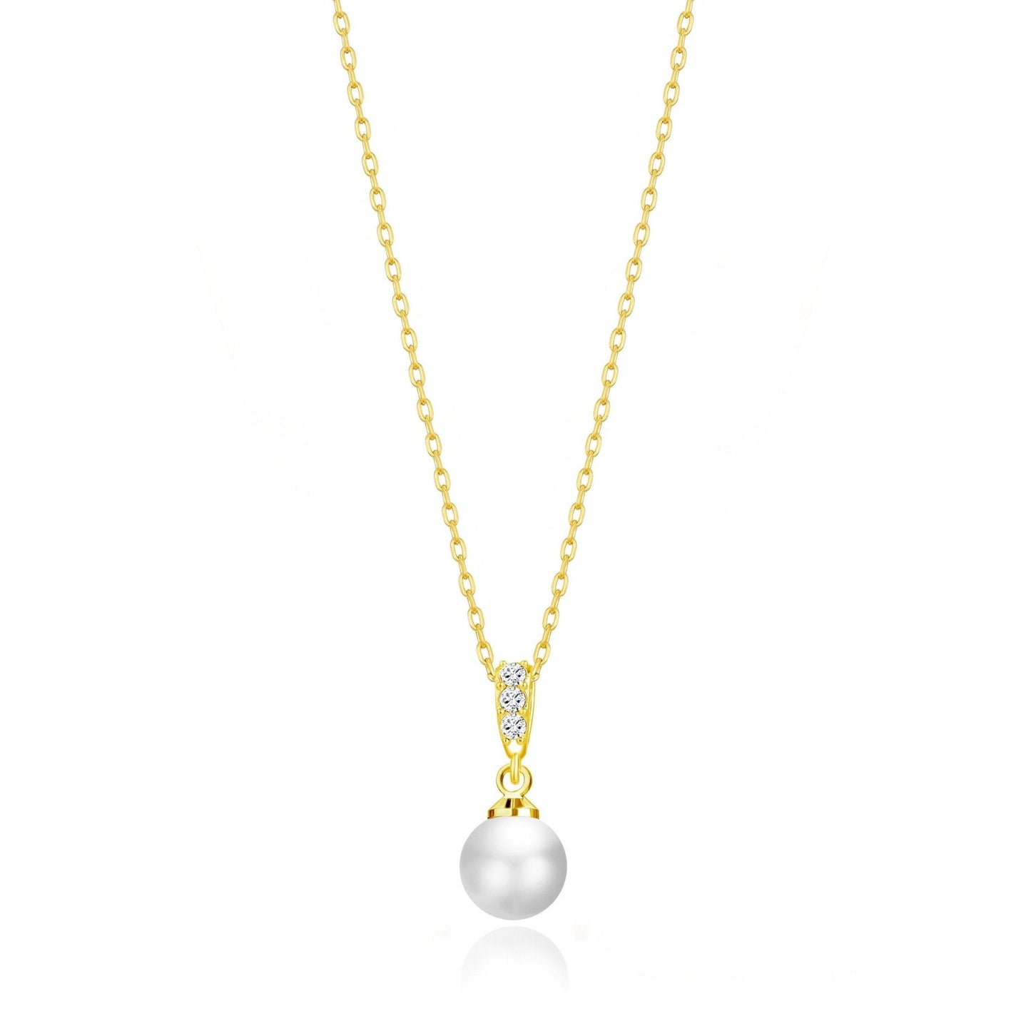 Gold Plated I Couldn't Say I Do Without You Pearl Drop Wedding Necklace Created with Zircondia® Crystals
