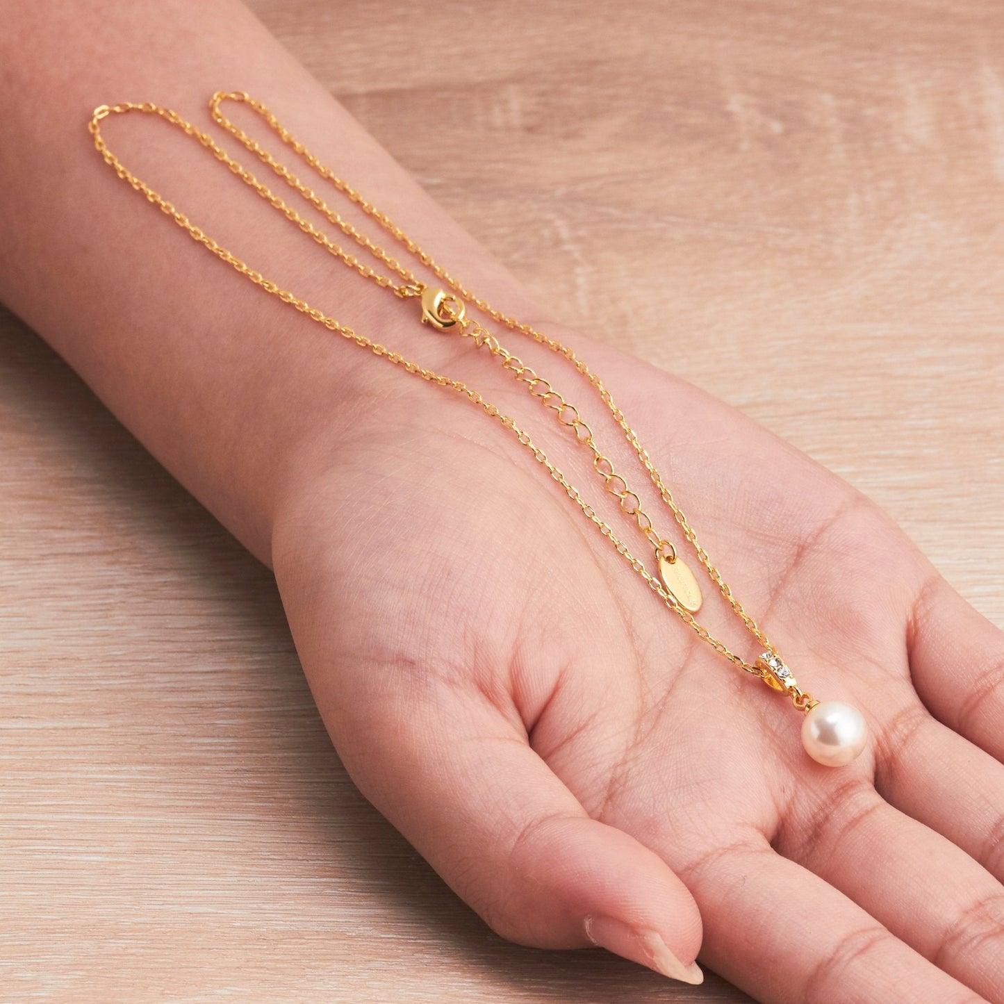 Gold Plated I Couldn't Say I Do Without You Pearl Drop Wedding Necklace Created with Zircondia® Crystals