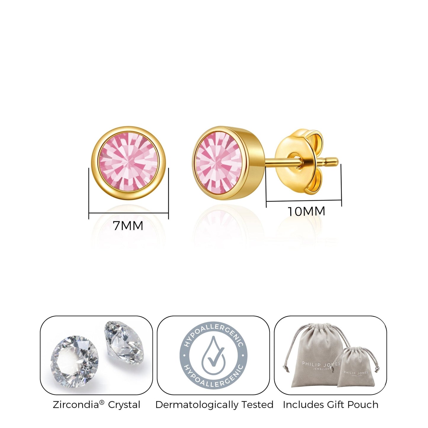 Gold Plated October (Tourmaline) Birthstone Earrings Created with Zircondia® Crystals
