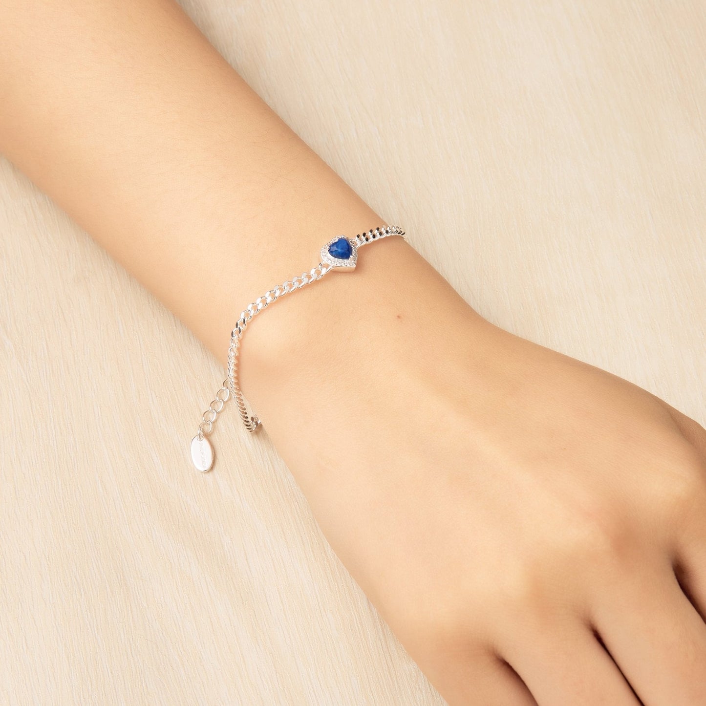 Lapis Heart Gemstone Bracelet with Quote Card Created with Zircondia® Crystals