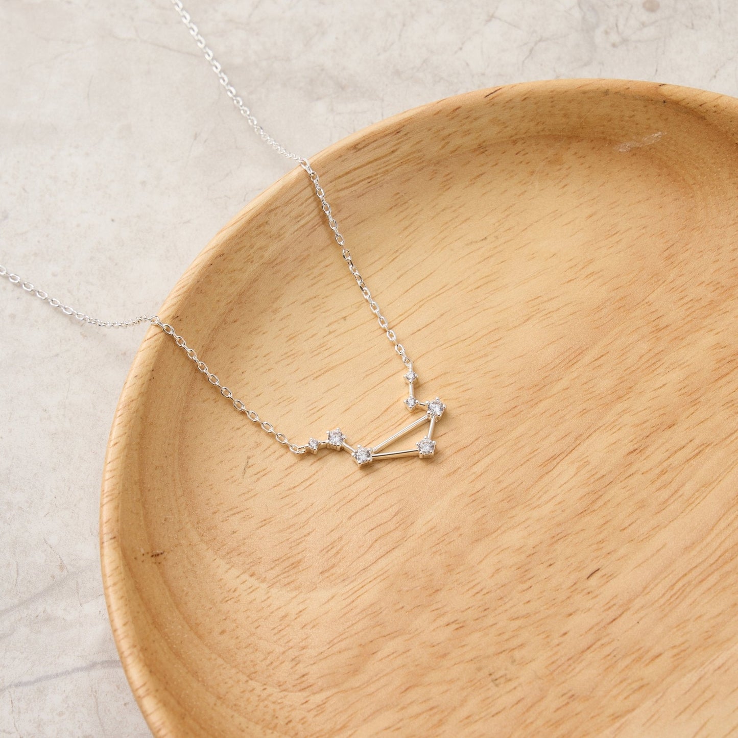 Libra Star Sign Zodiac Constellation Necklace with Zircondia® Crystals