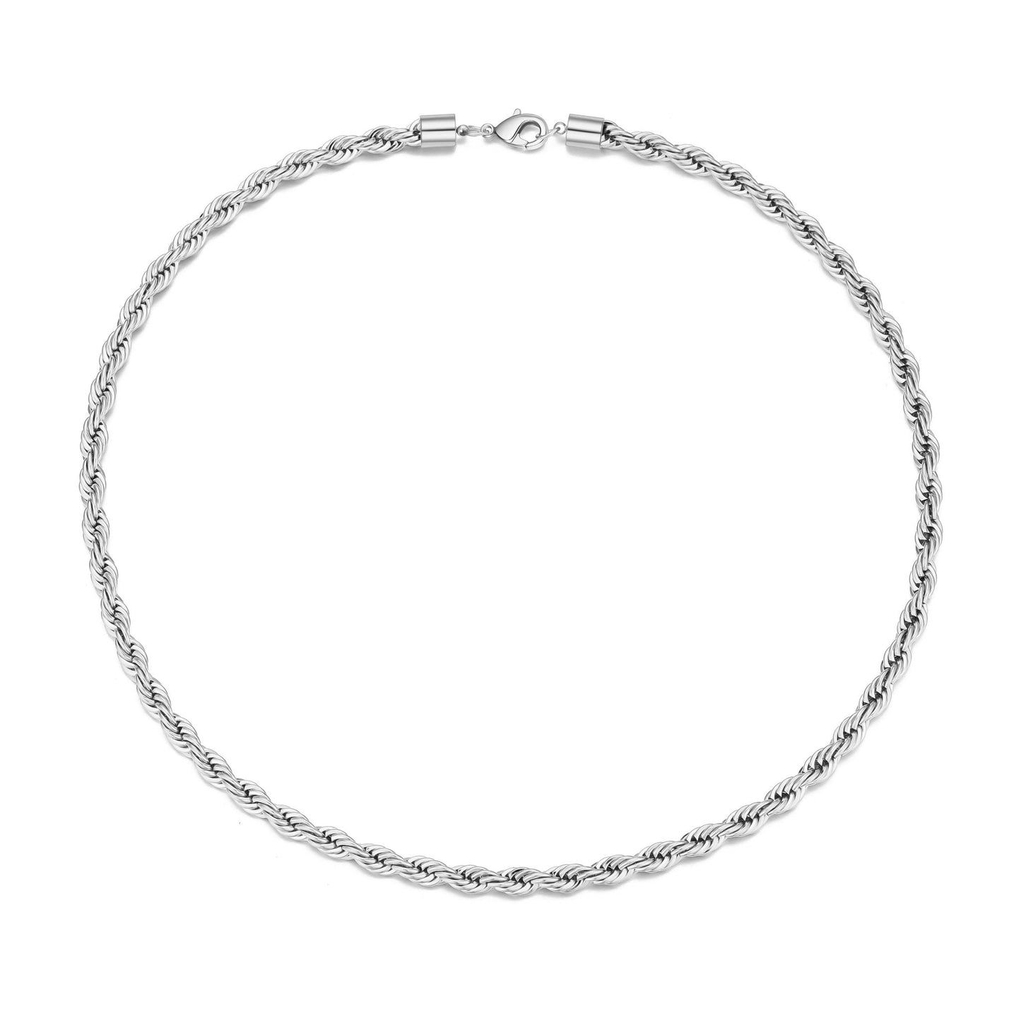 Men's 5mm Stainless Steel 18-24 Inch Round Rope Wheat Chain Necklace