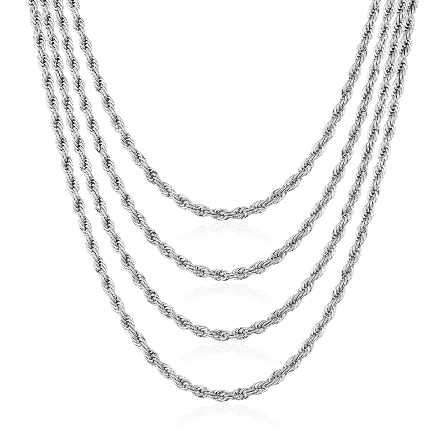 Men's 5mm Stainless Steel 18-24 Inch Round Rope Wheat Chain Necklace