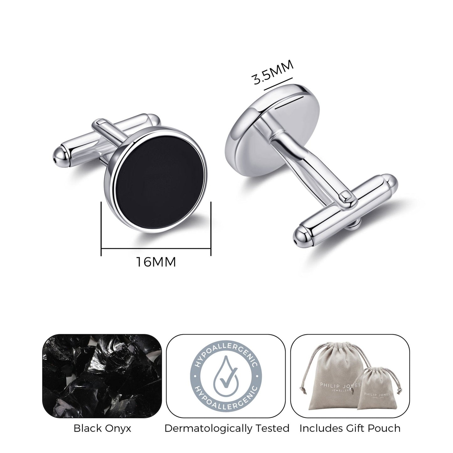 Men's I Couldn't Say I Do Without You Black Onyx Gemstone Wedding Cufflinks