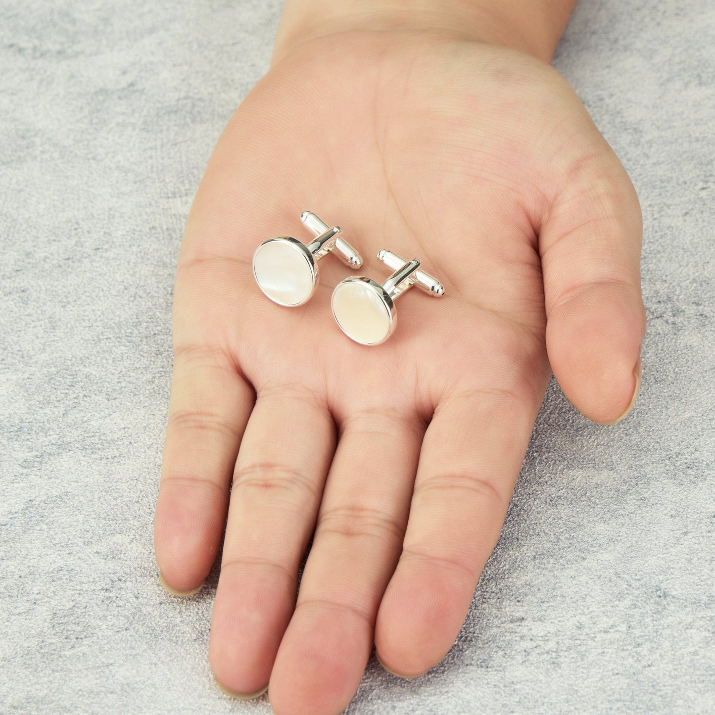 Men's I Couldn't Say I Do Without You Mother of Pearl Gemstone Cufflinks