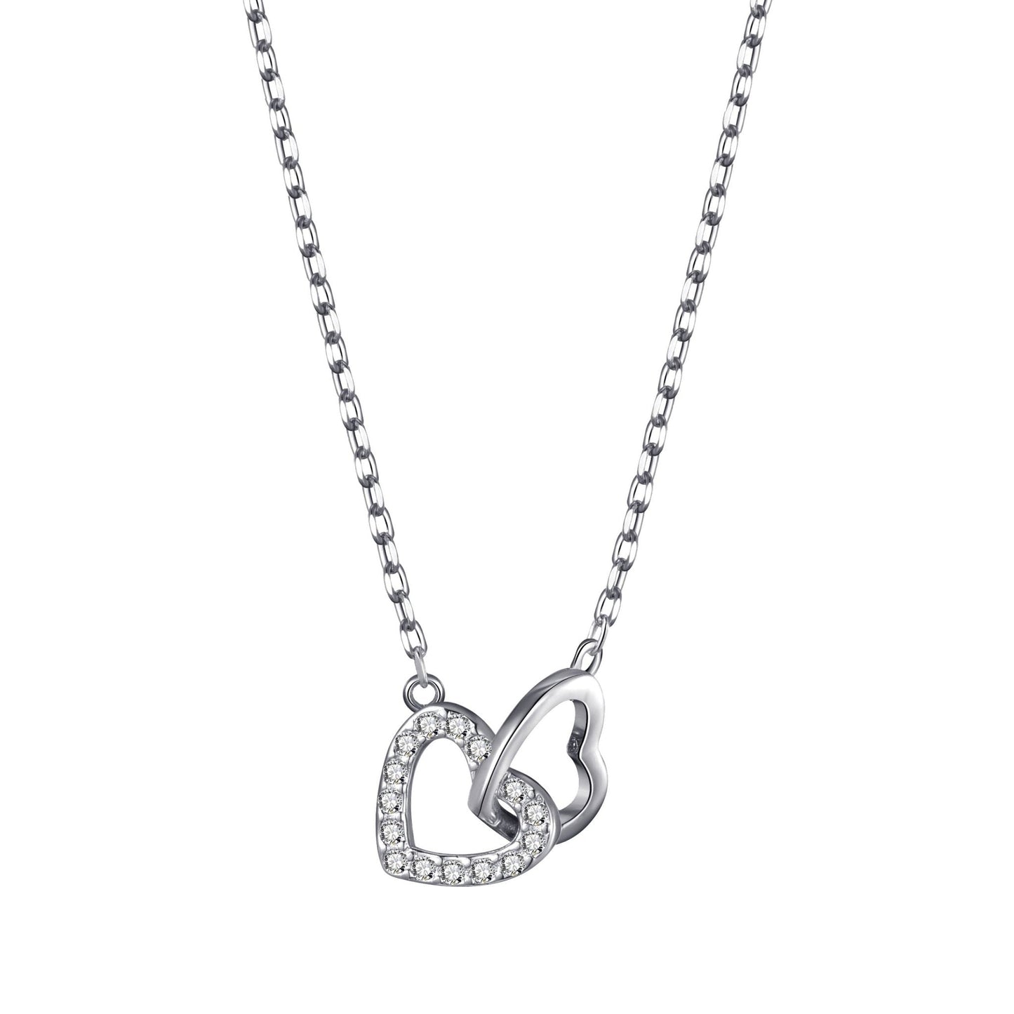 Mother and Daughter Heart Link Necklace with Quote Card Created with Zircondia® Crystals