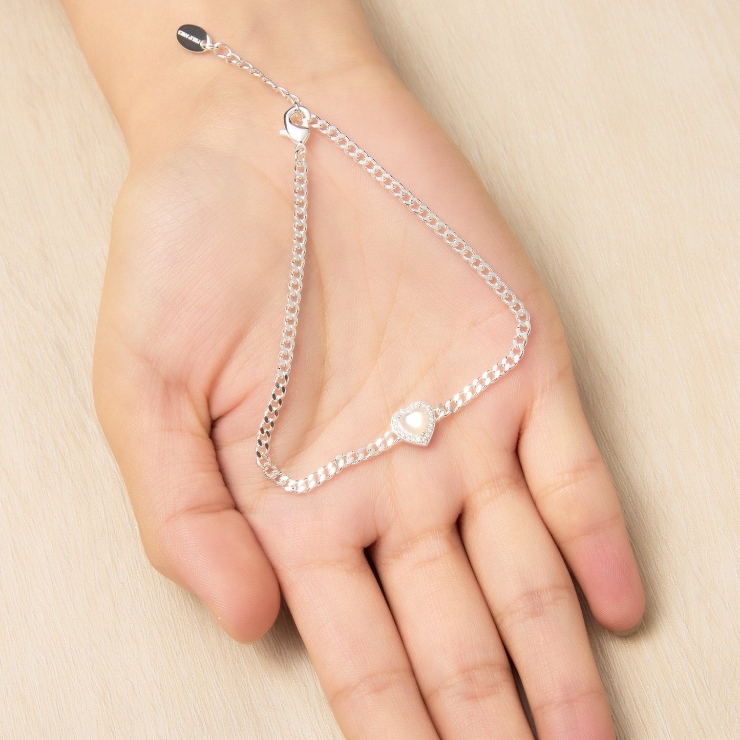 Mother Of Pearl Heart Gemstone Bracelet with Quote Card Created with Zircondia® Crystals