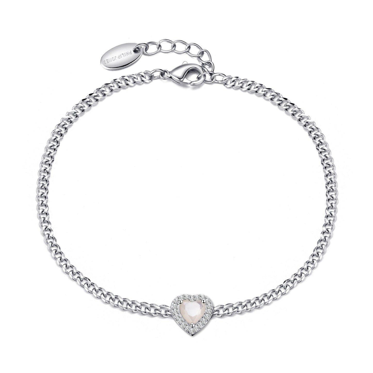 Mother Of Pearl Heart Gemstone Bracelet with Quote Card Created with Zircondia® Crystals