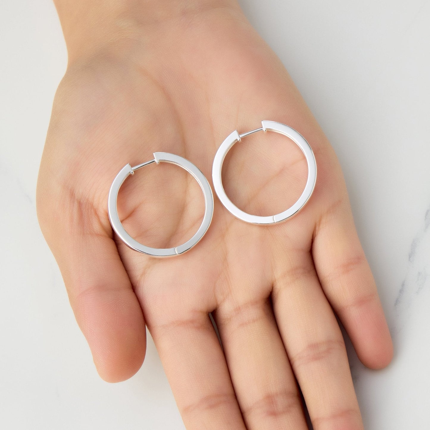 Silver Plated 30mm Plain Hoop Earrings