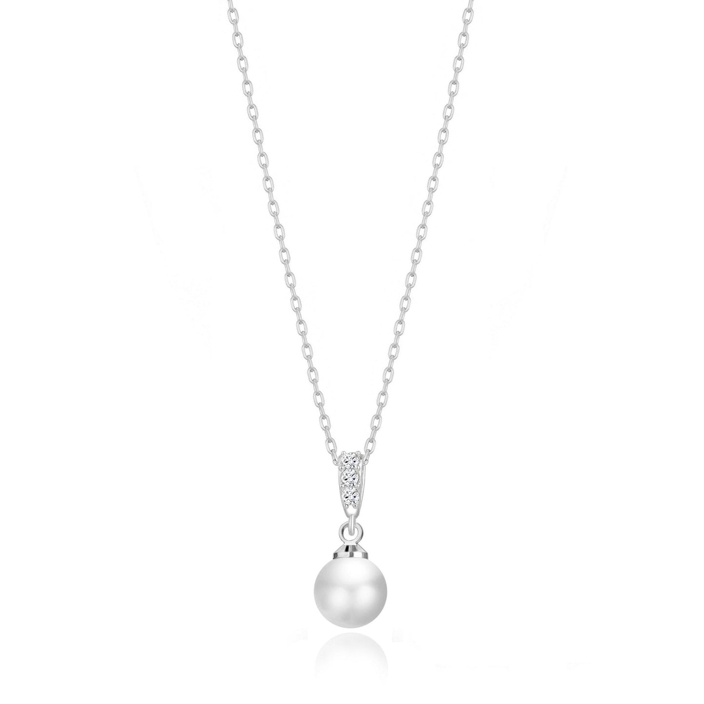 Silver Plated I Couldn't Say I Do Without You Pearl Drop Wedding Necklace Created with Zircondia® Crystals