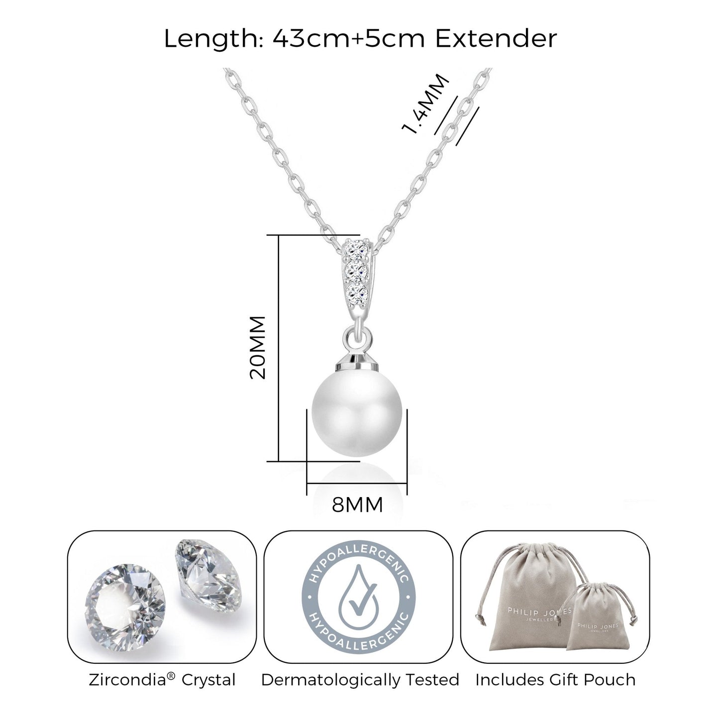 Silver Plated I Couldn't Say I Do Without You Pearl Drop Wedding Necklace Created with Zircondia® Crystals