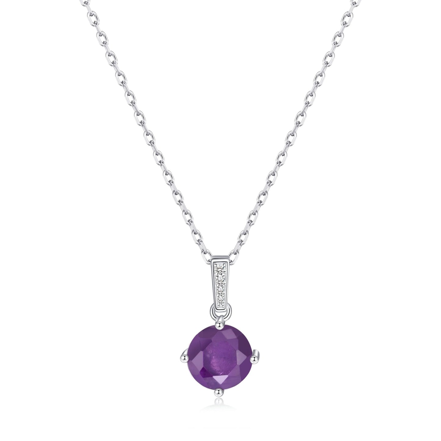 Sterling Silver Amethyst Gemstone Necklace with Quote Card