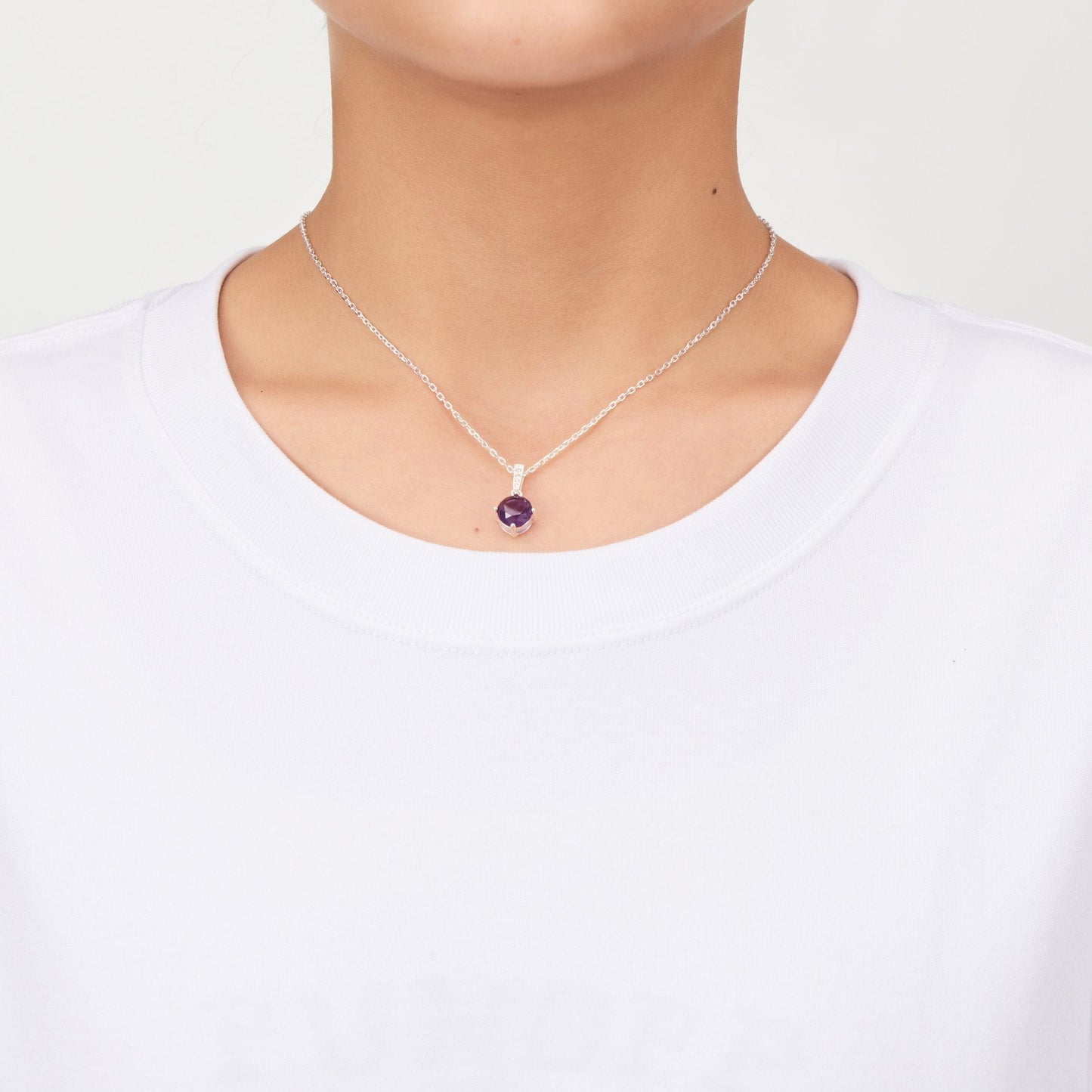 Sterling Silver Amethyst Gemstone Set with Quote Card