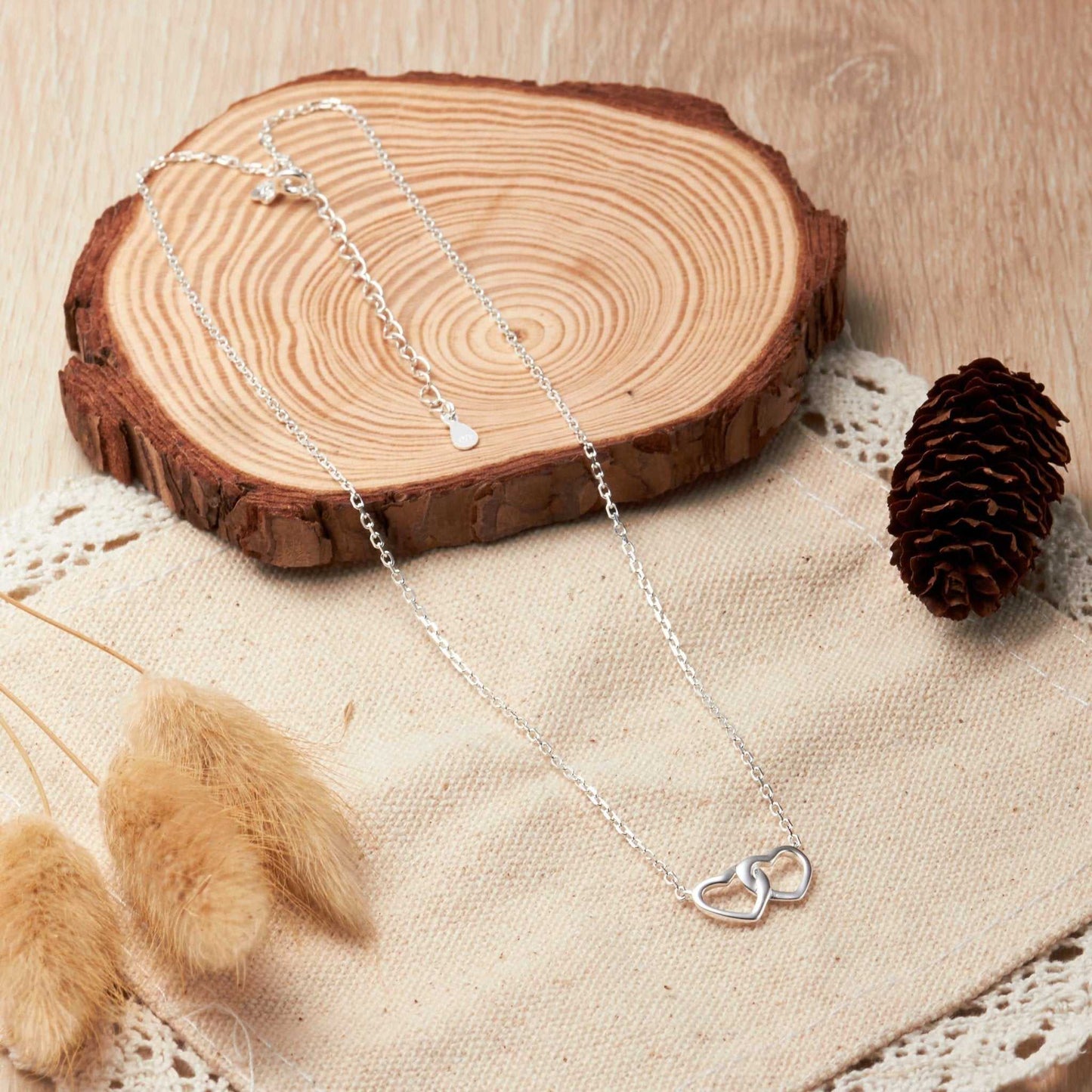 Sterling Silver Mum Quote Heart Link Necklace