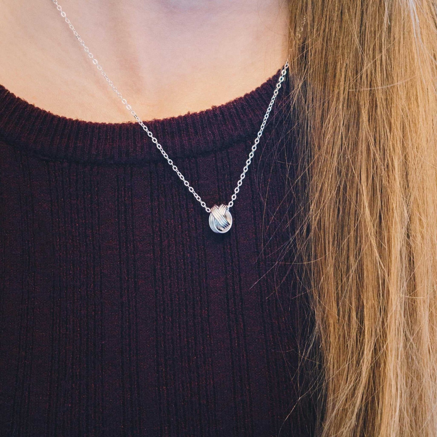Sterling Silver Sister Quote Knot Necklace