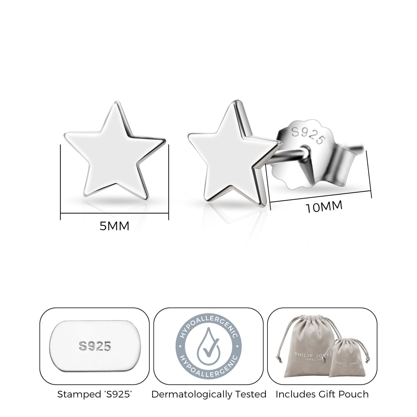 Sterling Silver Auntie Quote Star Earrings