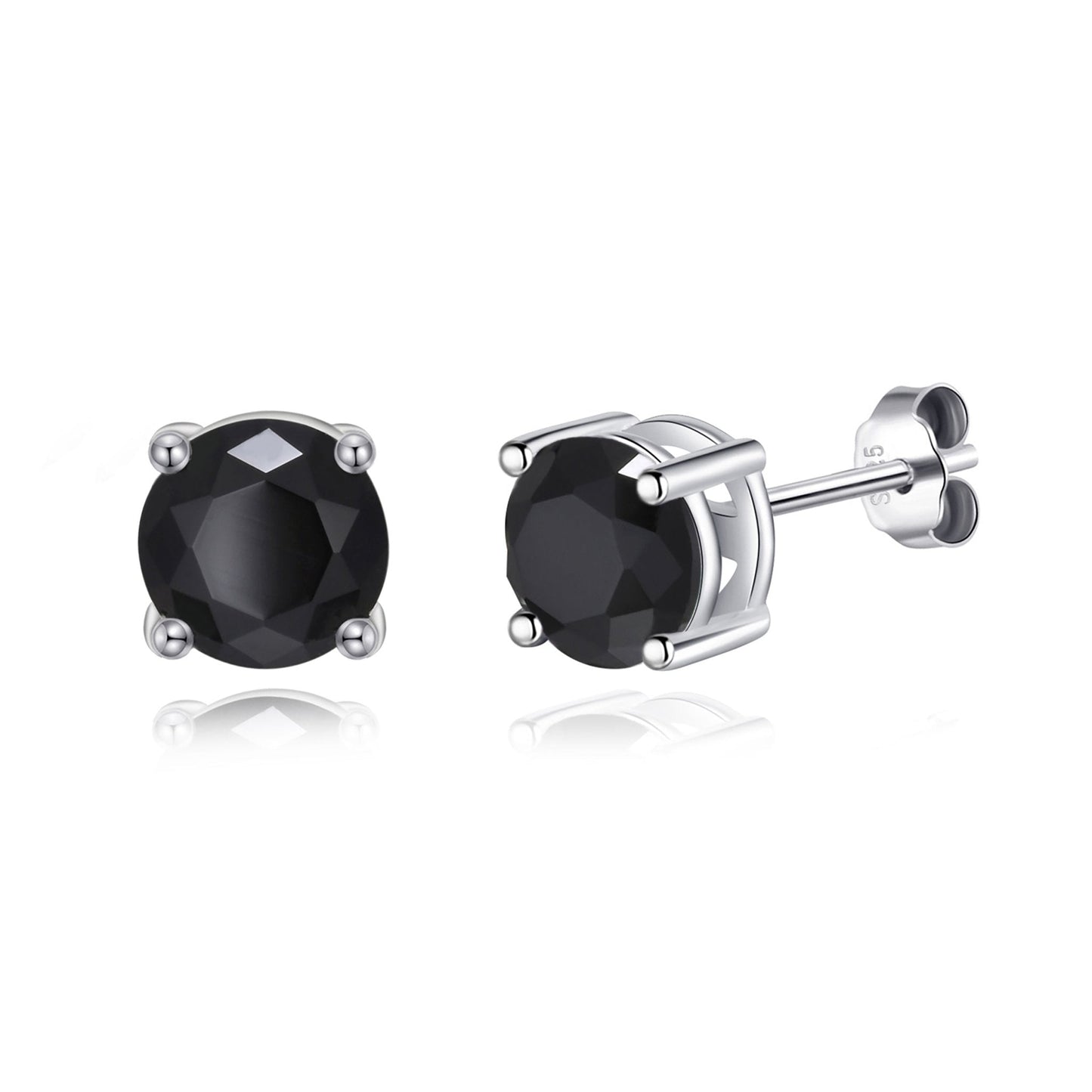Sterling Silver Black Onyx Gemstone Earrings with Quote Card
