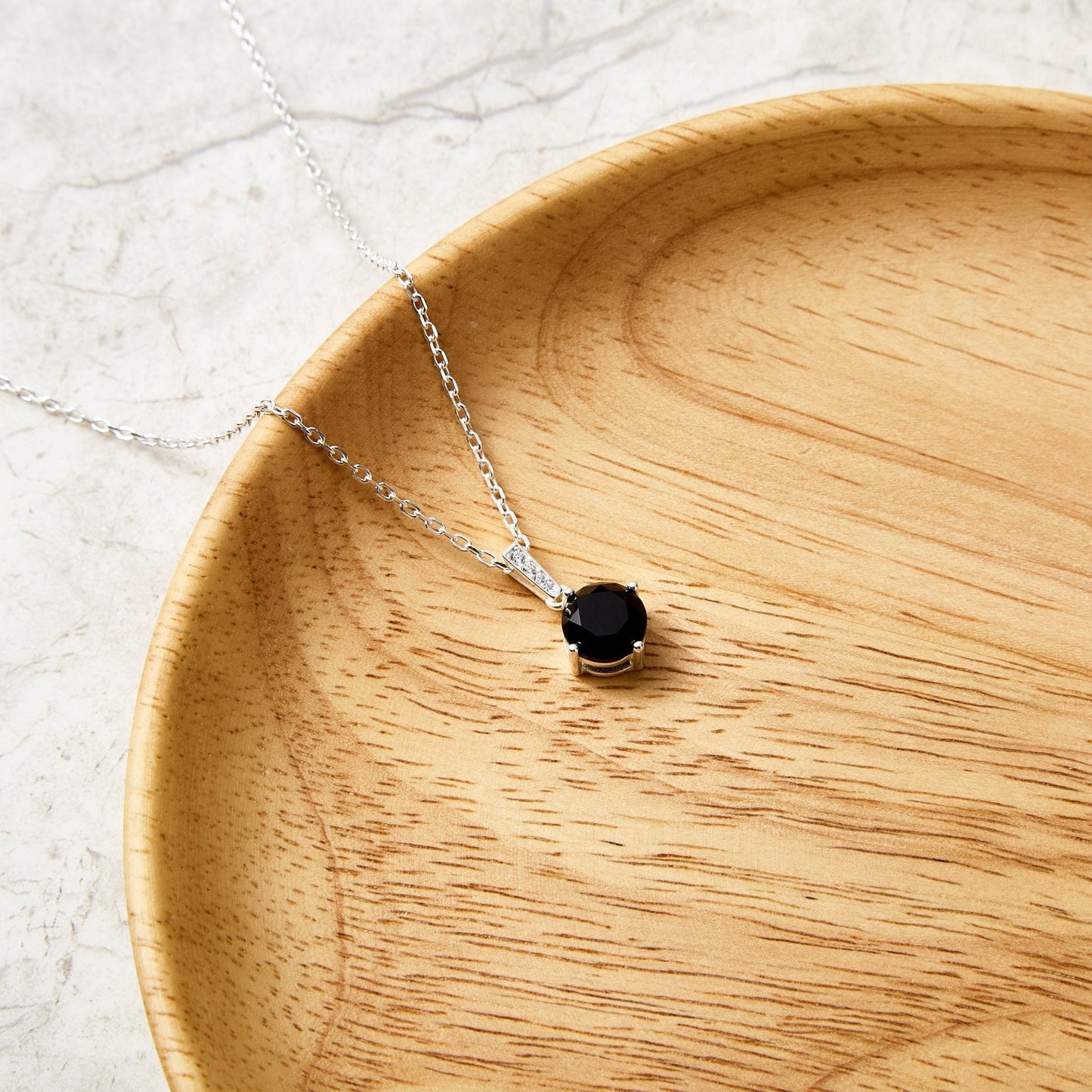 Sterling Silver Black Onyx Gemstone Necklace with Quote Card