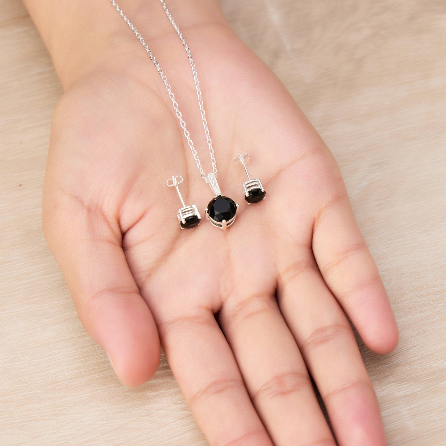 Sterling Silver Black Onyx Gemstone Set with Quote Card