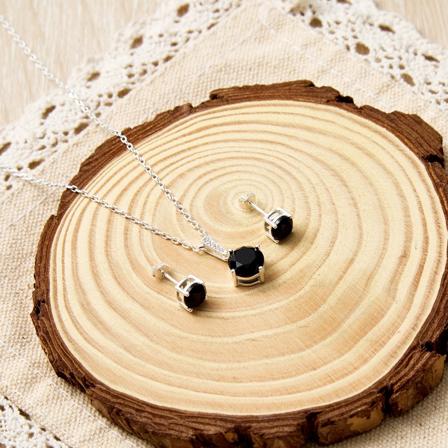 Sterling Silver Black Onyx Gemstone Set with Quote Card
