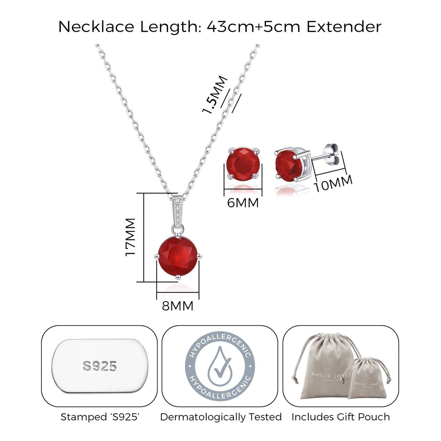 Sterling Silver Carnelian Gemstone Set with Quote Card