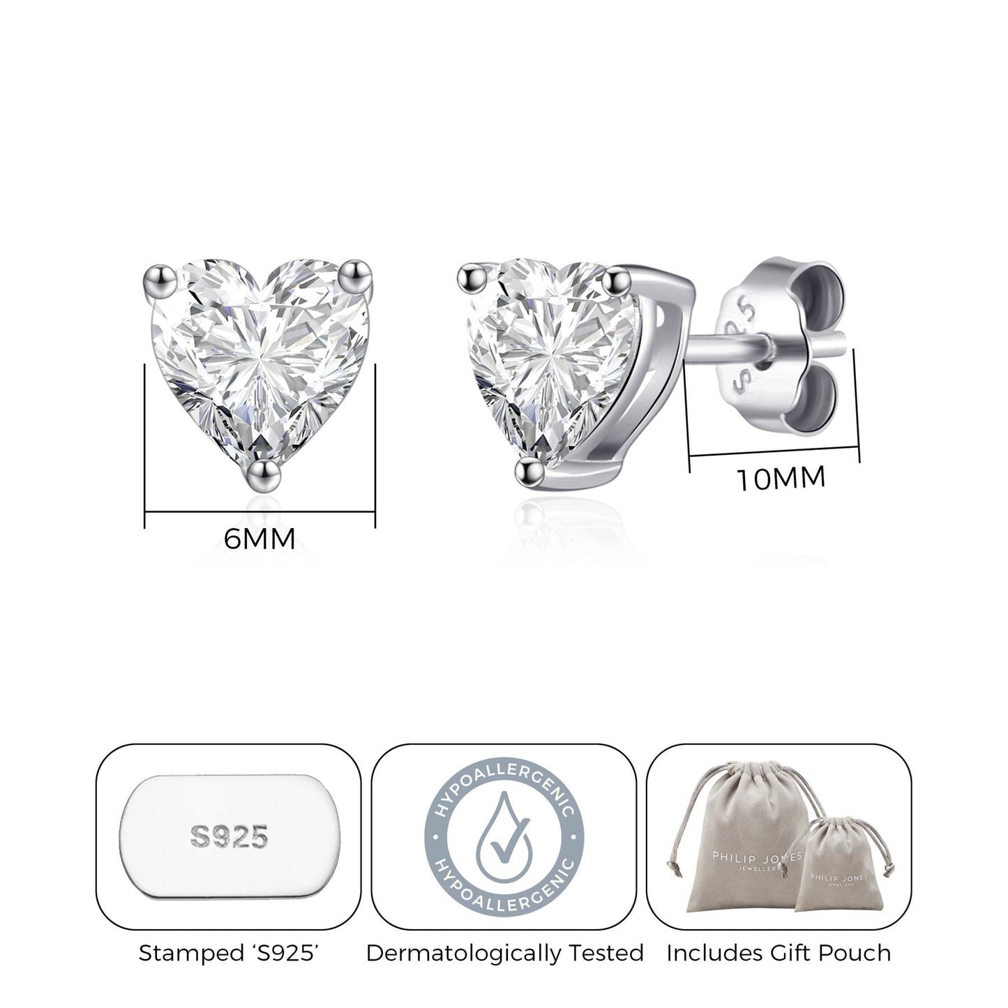 Sterling Silver I Couldn't Say I Do Without You Wedding Heart Earrings with Zircondia® Crystals