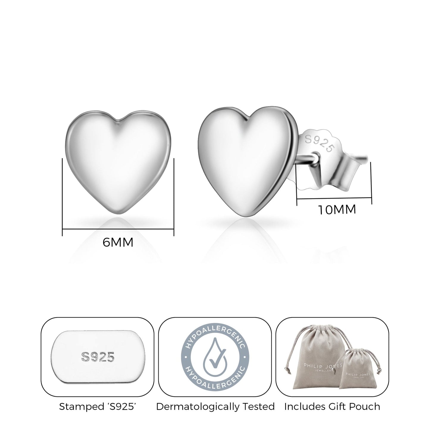 Sterling Silver I Couldn't Say I Do Without You Wedding Heart Stud Earrings