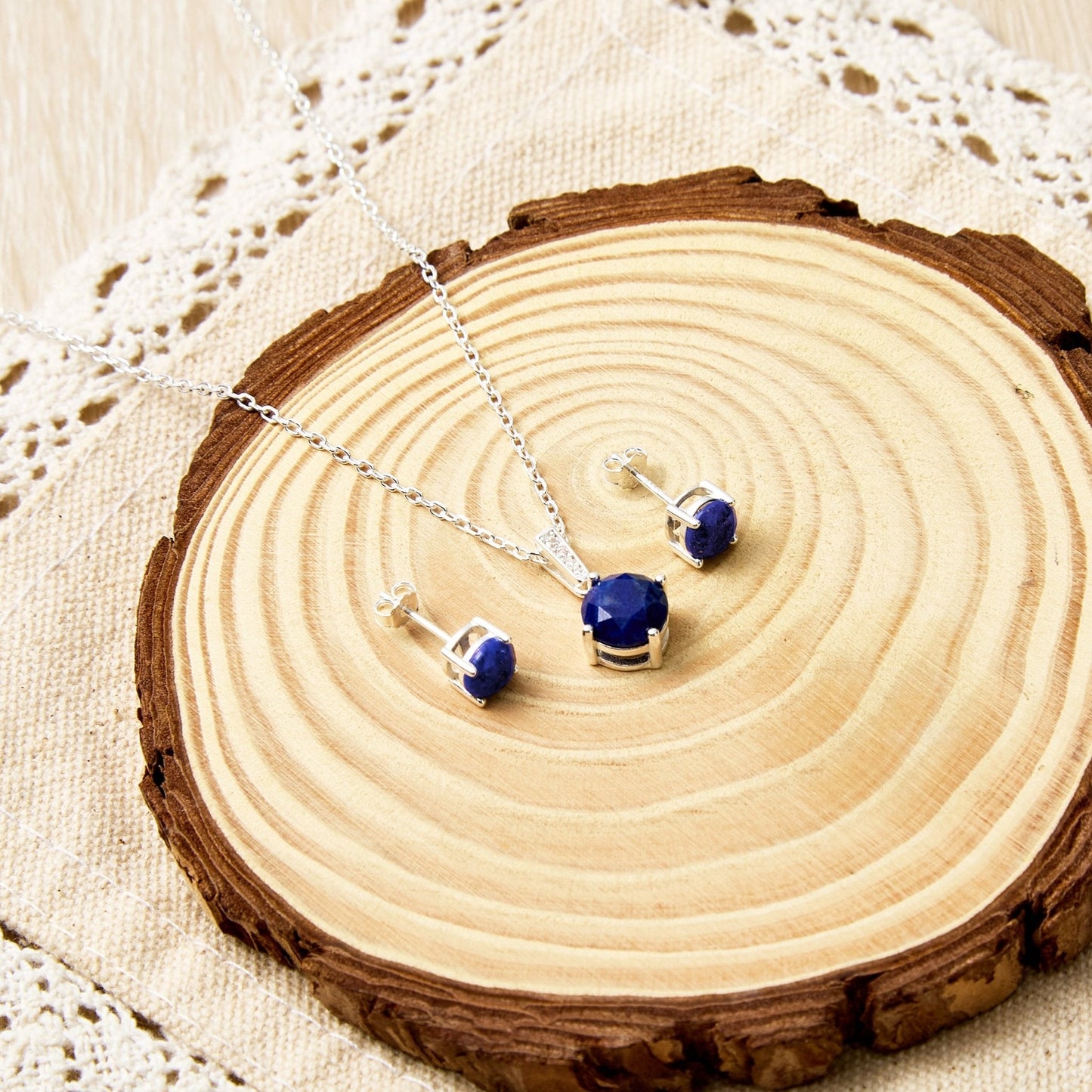 Sterling Silver Lapis Gemstone Set with Quote Card