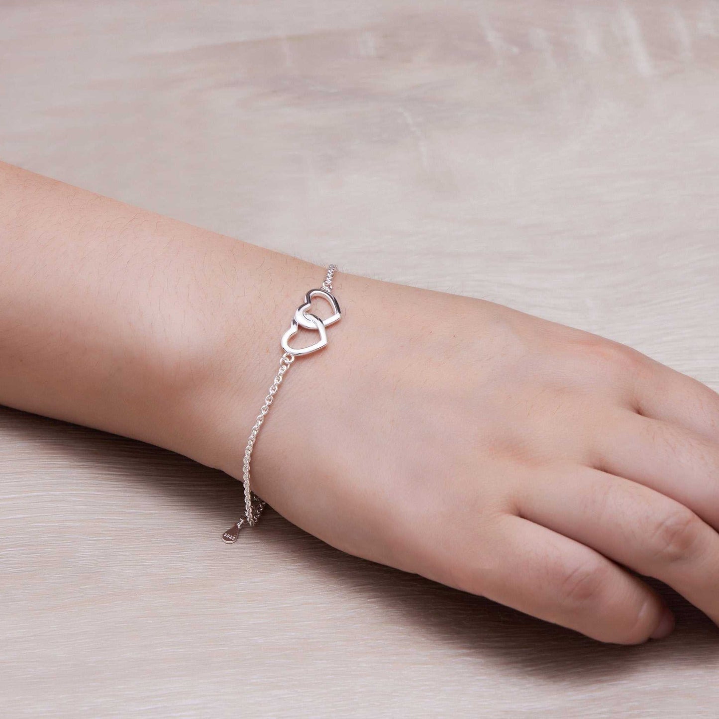 Sterling Silver Auntie Quote Heart Link Bracelet