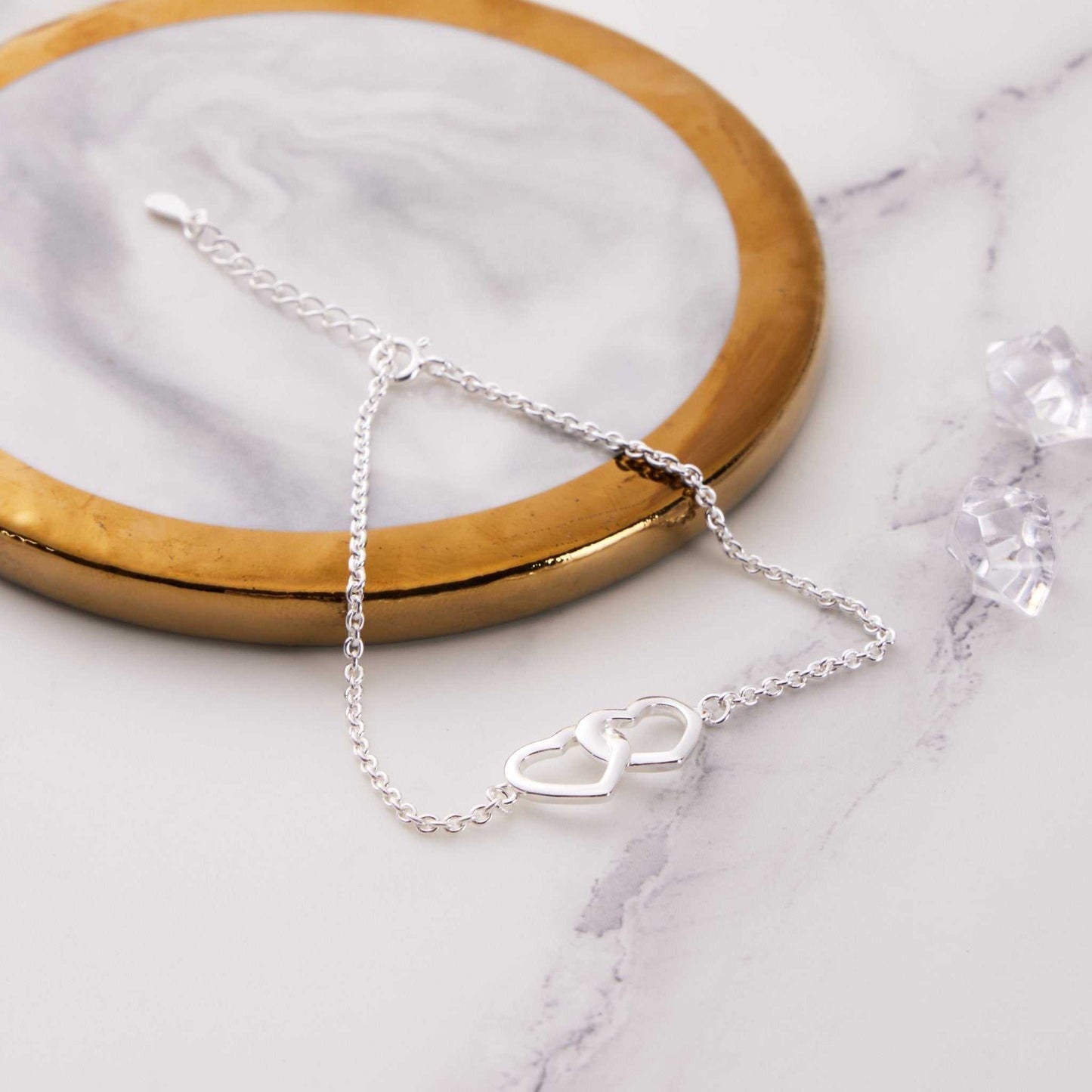 Sterling Silver Auntie Quote Heart Link Bracelet