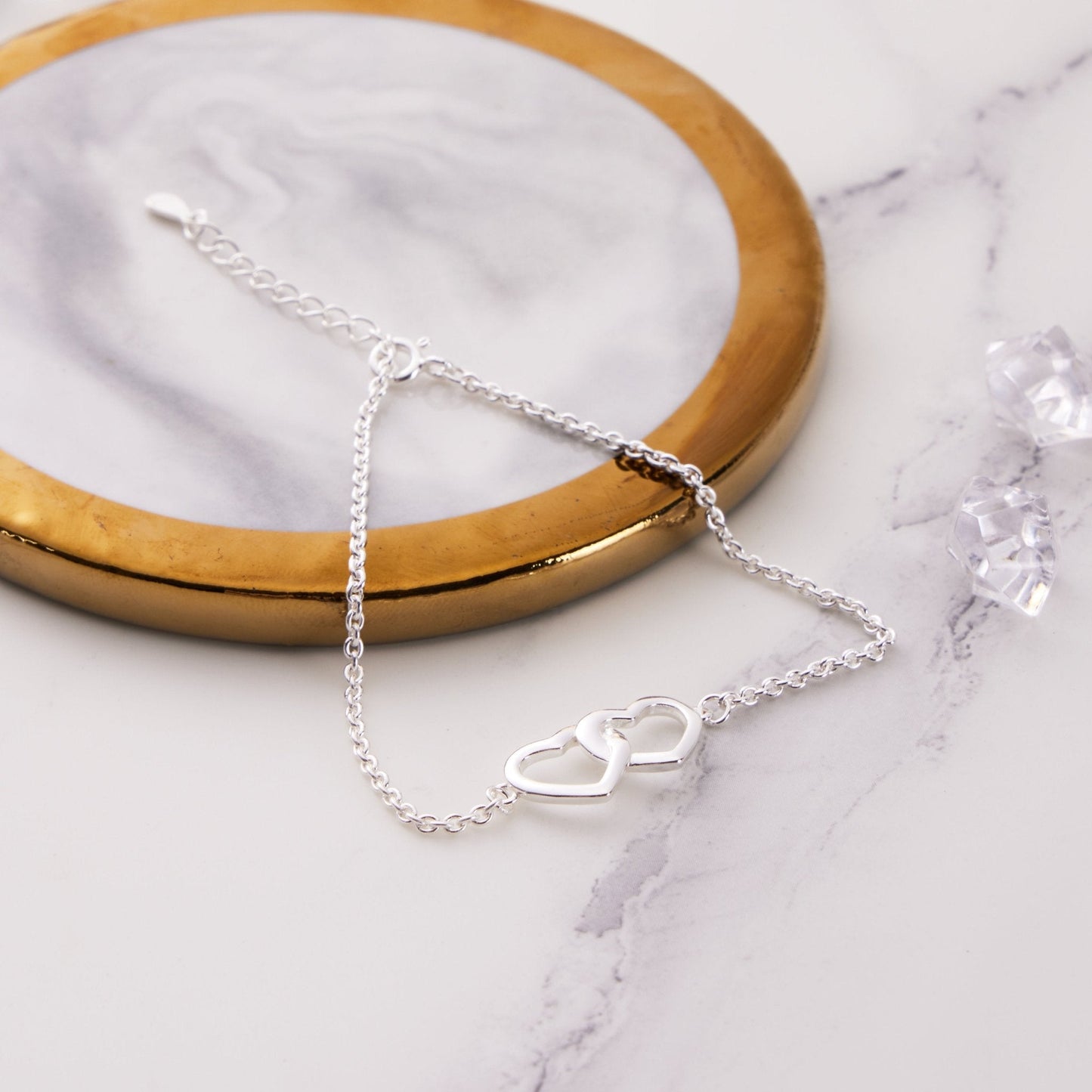 Sterling Silver Nan Quote Heart Link Bracelet