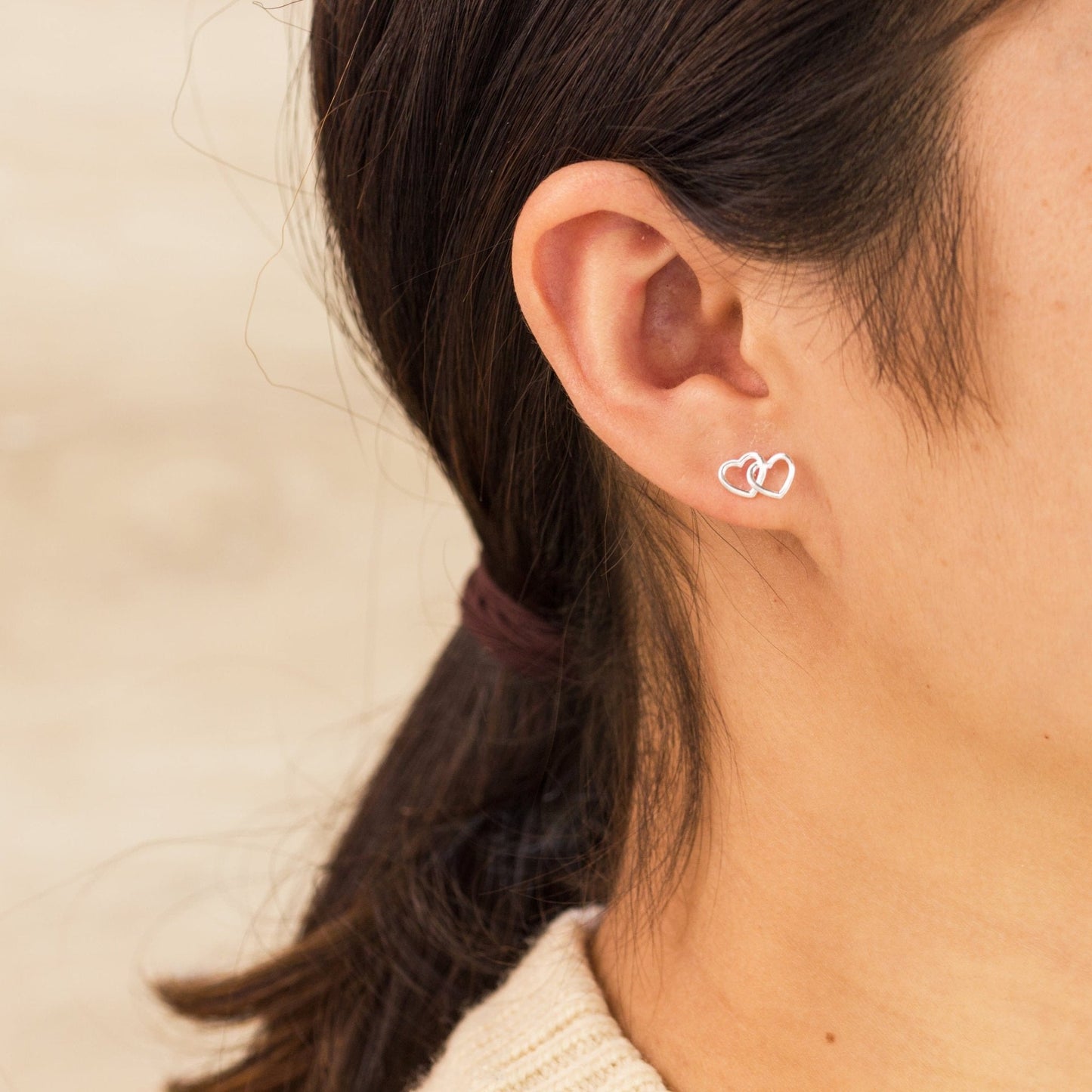 Sterling Silver Niece Quote Heart Link Earrings