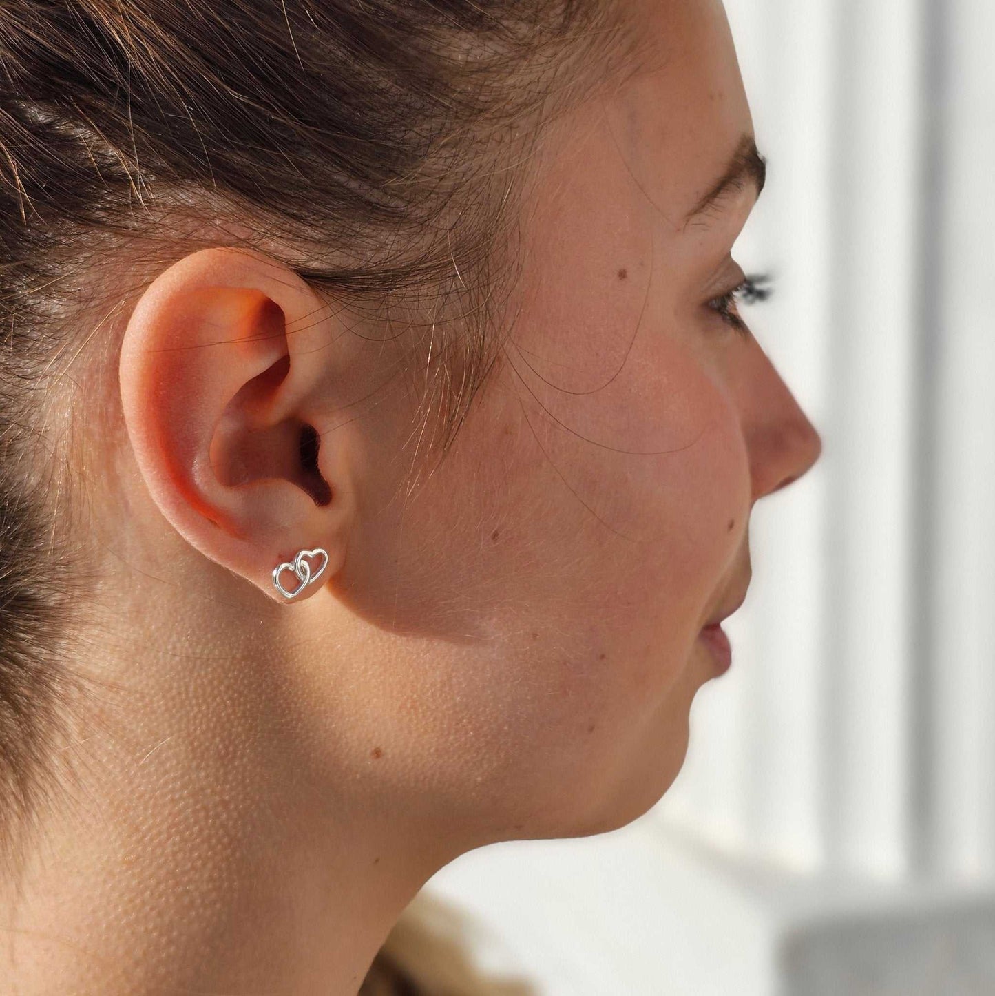 Sterling Silver Daughter Quote Heart Link Earrings