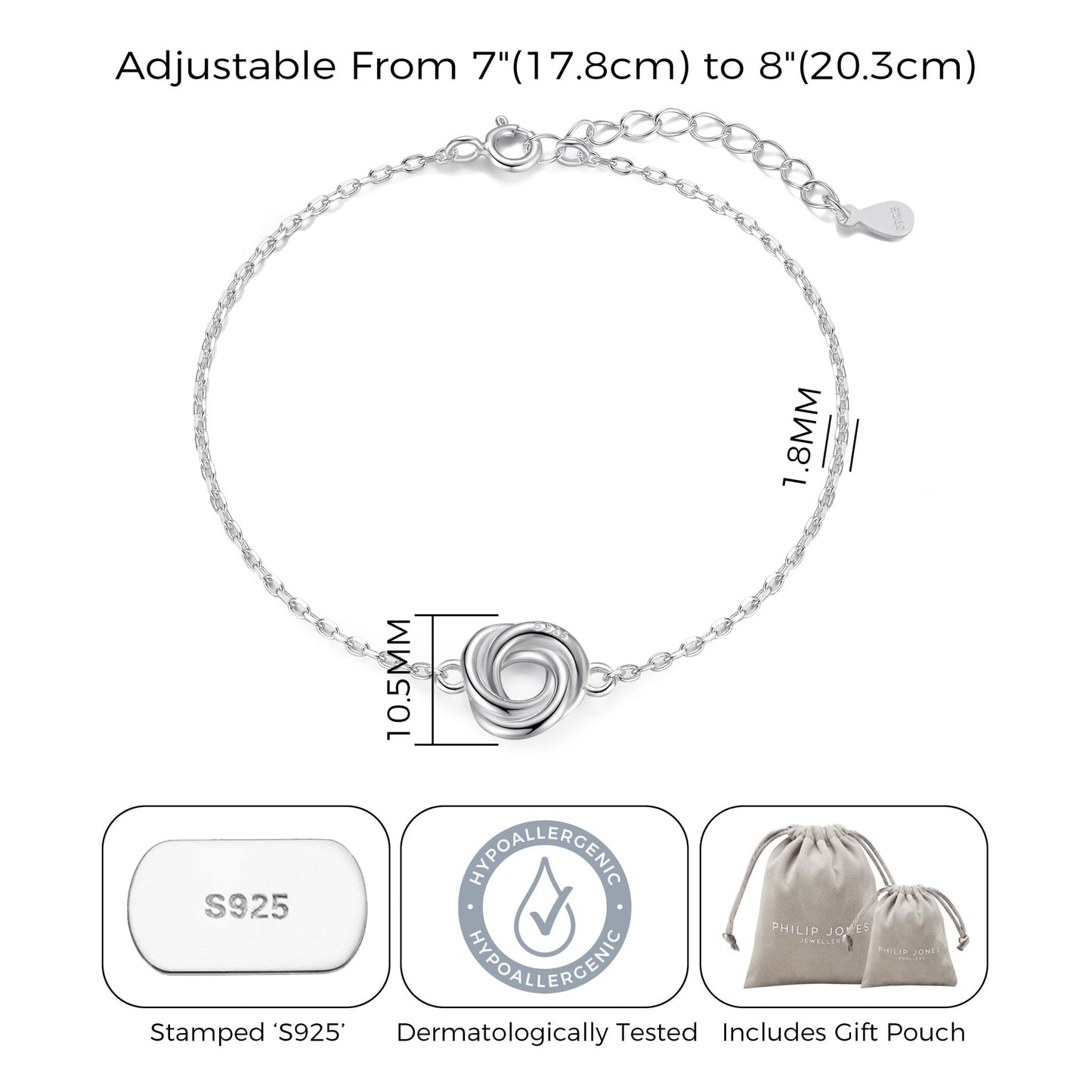 Sterling Silver Mum Quote Knot Bracelet