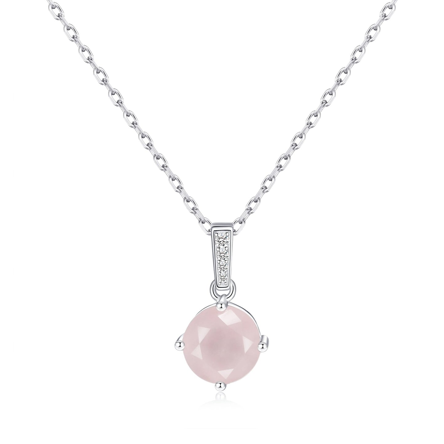 Sterling Silver Rose Quartz Gemstone Necklace with Quote Card