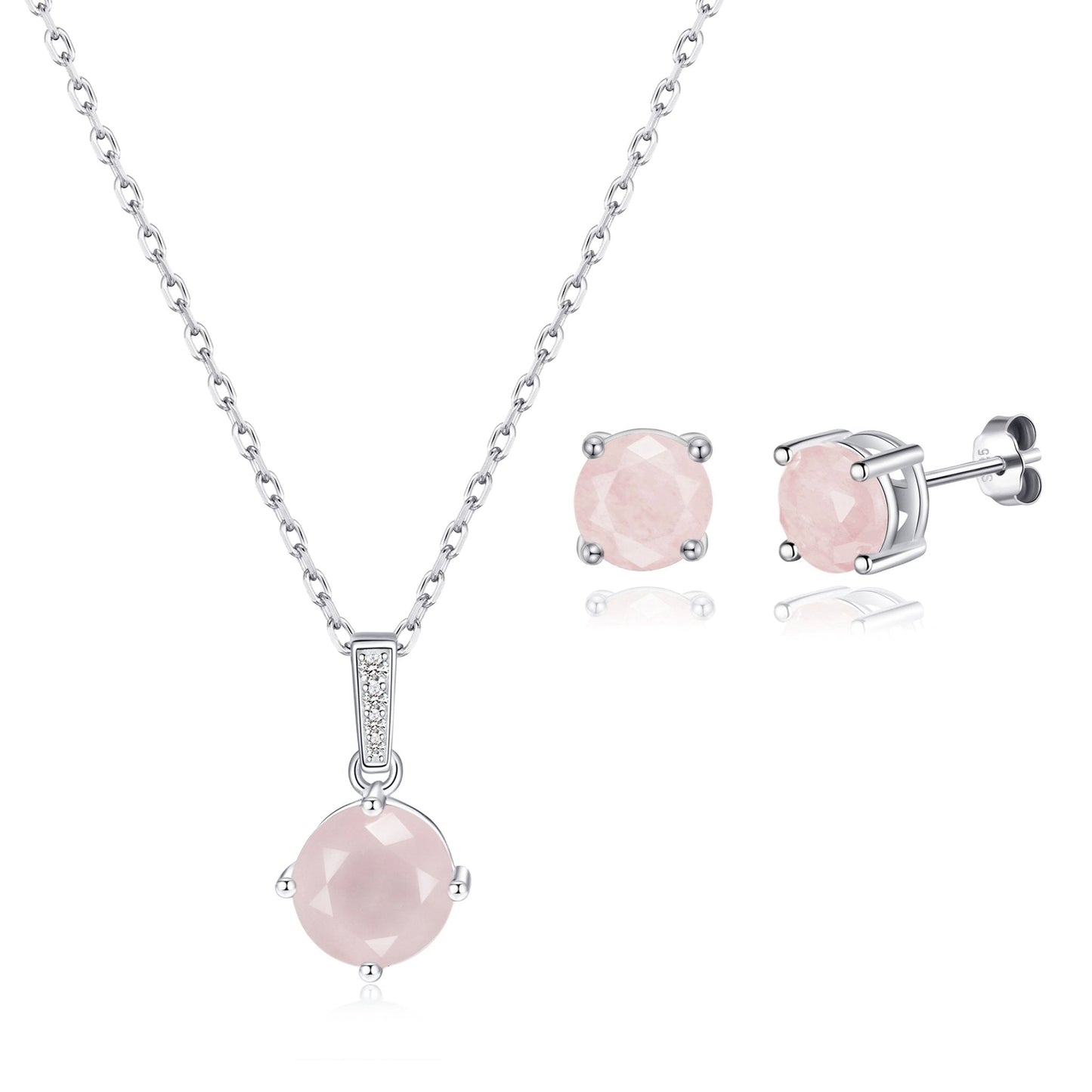 Sterling Silver Rose Quartz Gemstone Set