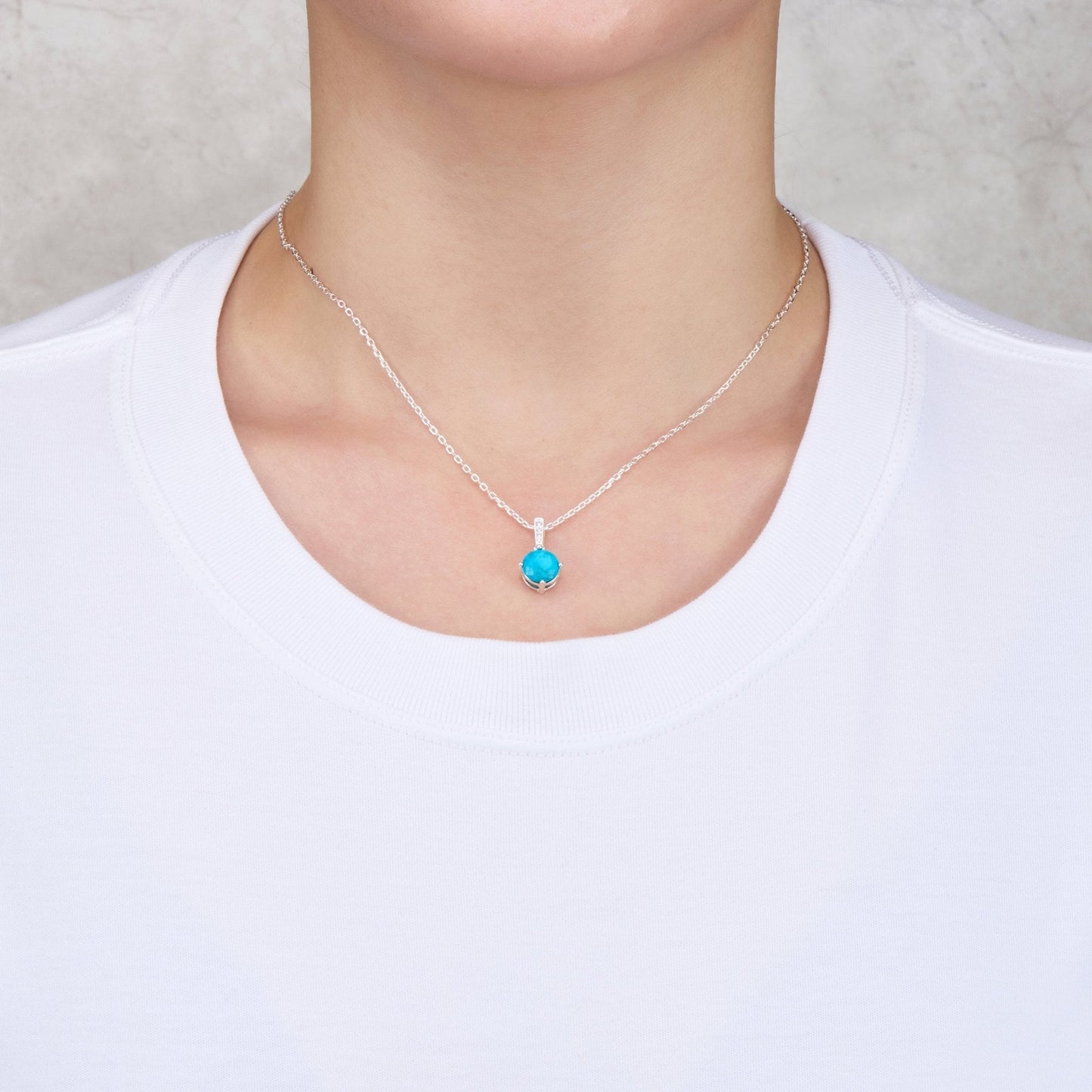 Sterling Silver Synthetic Turquoise Gemstone Necklace with Quote Card