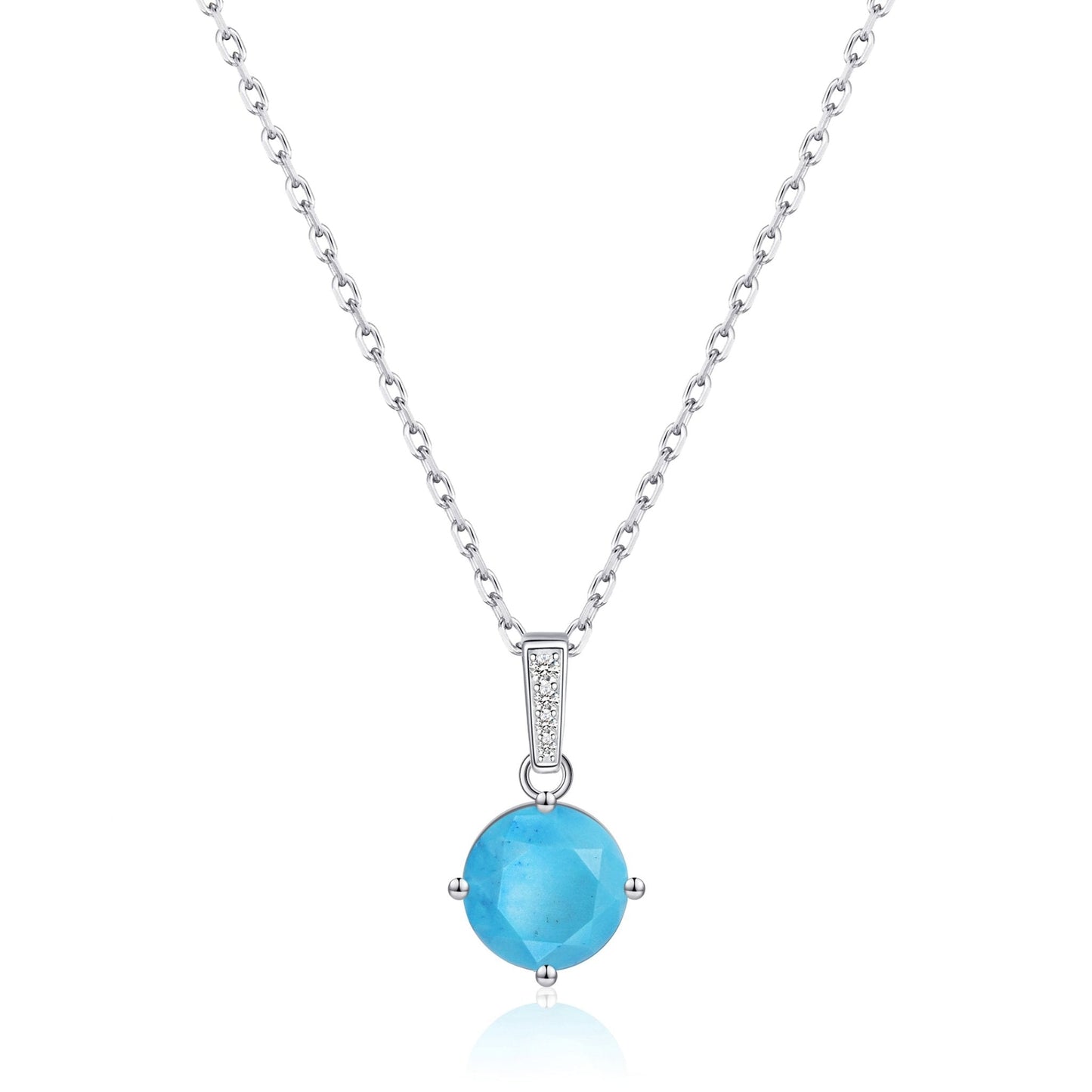 Sterling Silver Synthetic Turquoise Gemstone Necklace with Quote Card