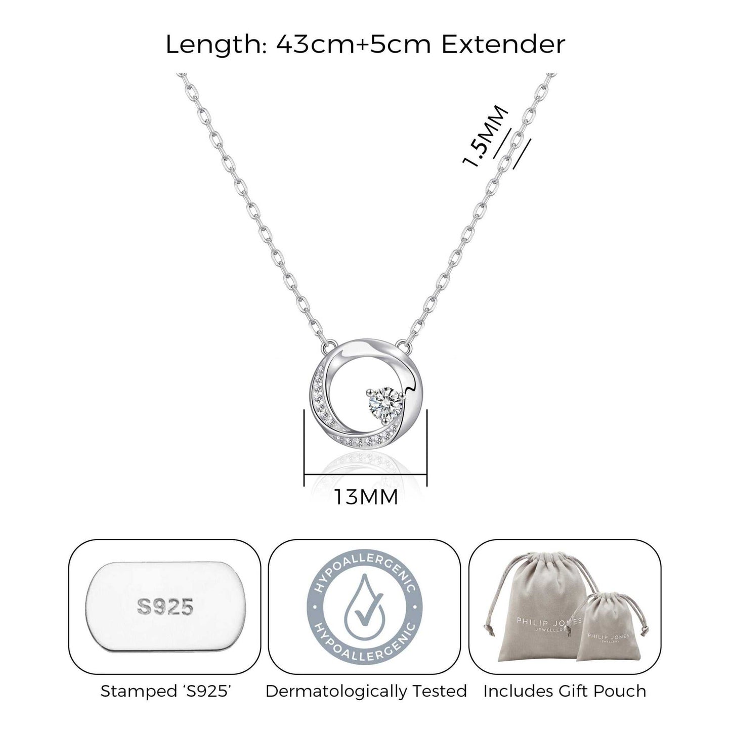 Sterling Silver Twisted Circle Necklace Created with Zircondia® Crystals